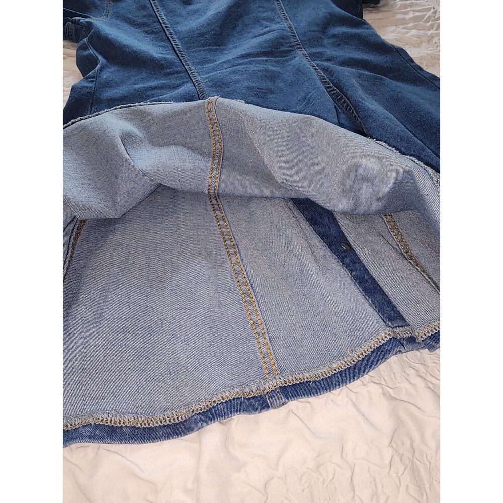 Short Sleeve Wash Stretch Denim Mini Dress SZ L - Picture 8 of 9